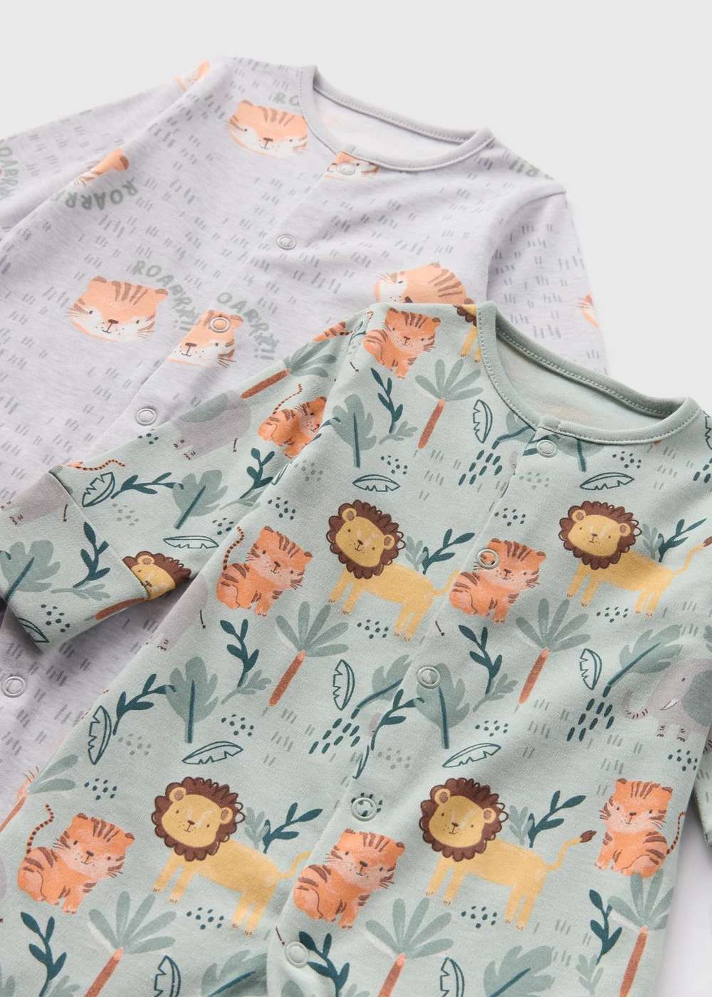 2 Pack Baby Sage Safari Sleepsuits (Newborn-18mths) - Age 0 - 3 Months Image 2