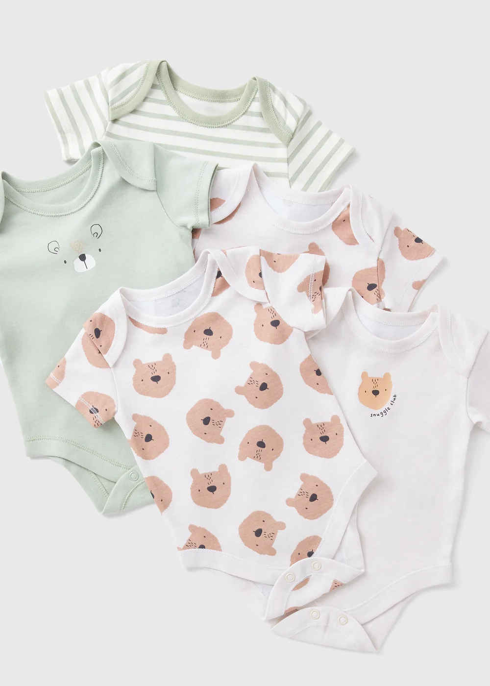 5 Pack Baby Cream Bear Bodysuits (Newborn-23mths) - 0-3 months Image 2