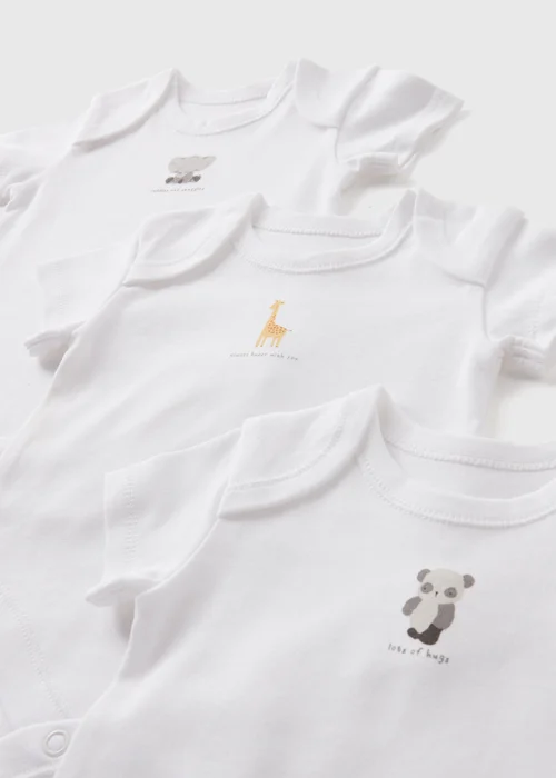 5 Pack Baby White Animal Bodysuits (Newborn-23mths) - 0-3 months Image 2