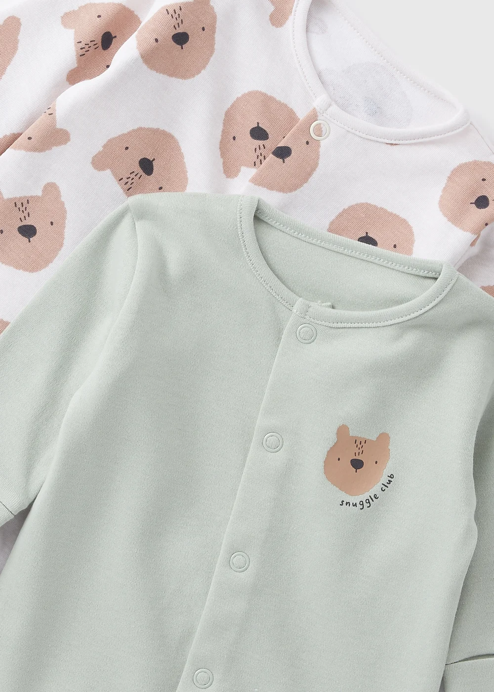 2 Pack Baby Green Bear Sleepsuits (Newborn-23mths) - Age 0 - 3 Months Image 2