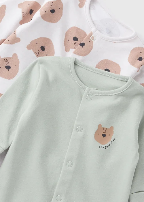 2 Pack Baby Green Bear Sleepsuits (Newborn-23mths) - Age 0 - 3 Months Image 2