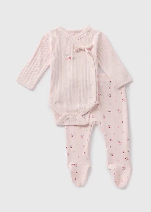 Baby Pink Bodysuit & Leggings Set (Newborn-18mths) - Age 0 - 3 Months Image 1
