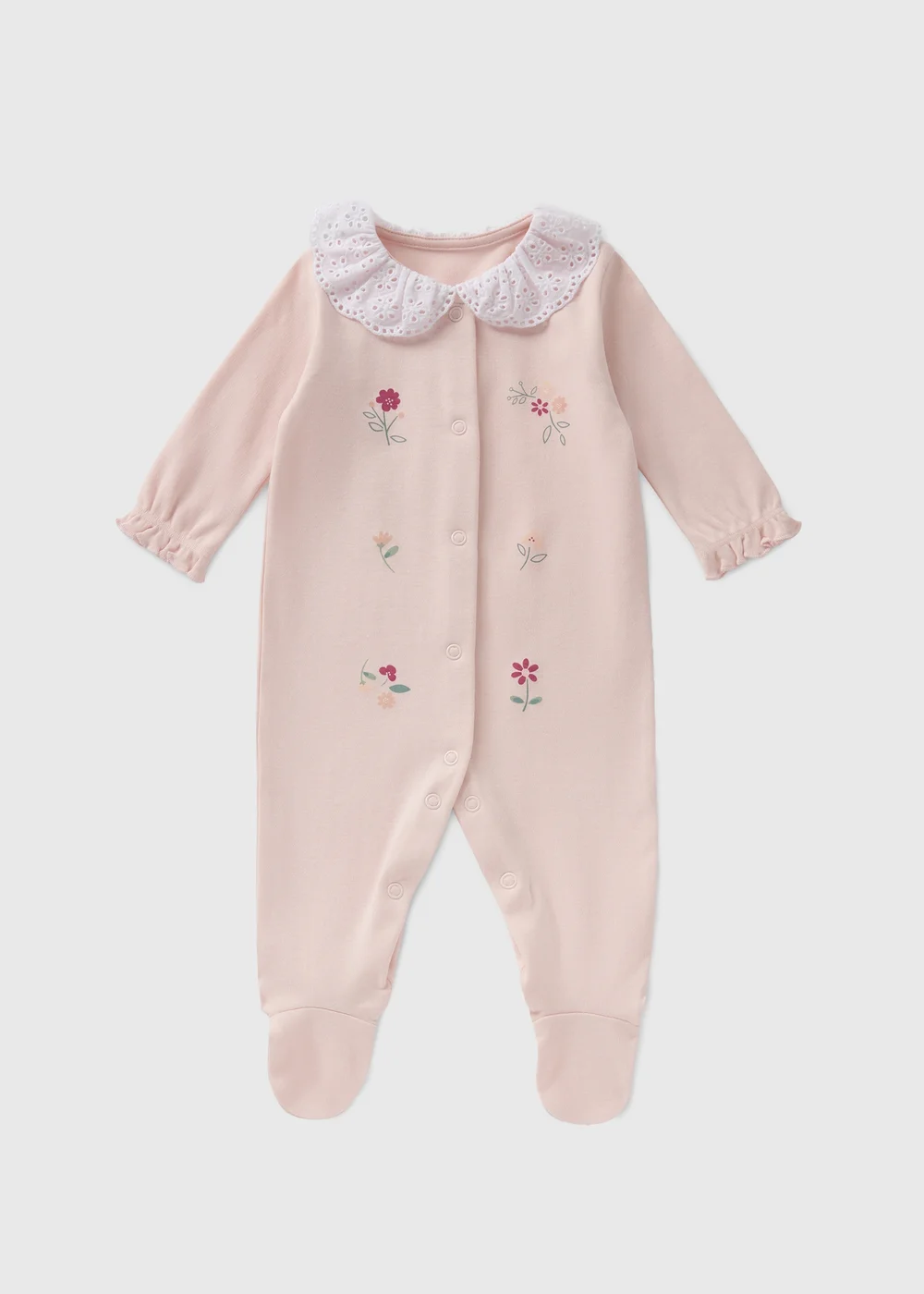 Pink Floral Lace Detail Sleepsuit (Newborn-18mths) - Age 0 - 3 Months Image 1