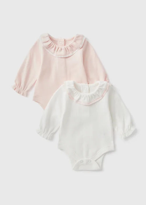 2 Pack Baby White Frill Bodysuits (Newborn-18mths) - 0-3 months Image 1