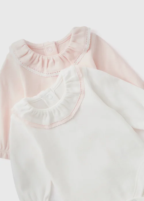 2 Pack Baby White Frill Bodysuits (Newborn-18mths) - 0-3 months Image 2