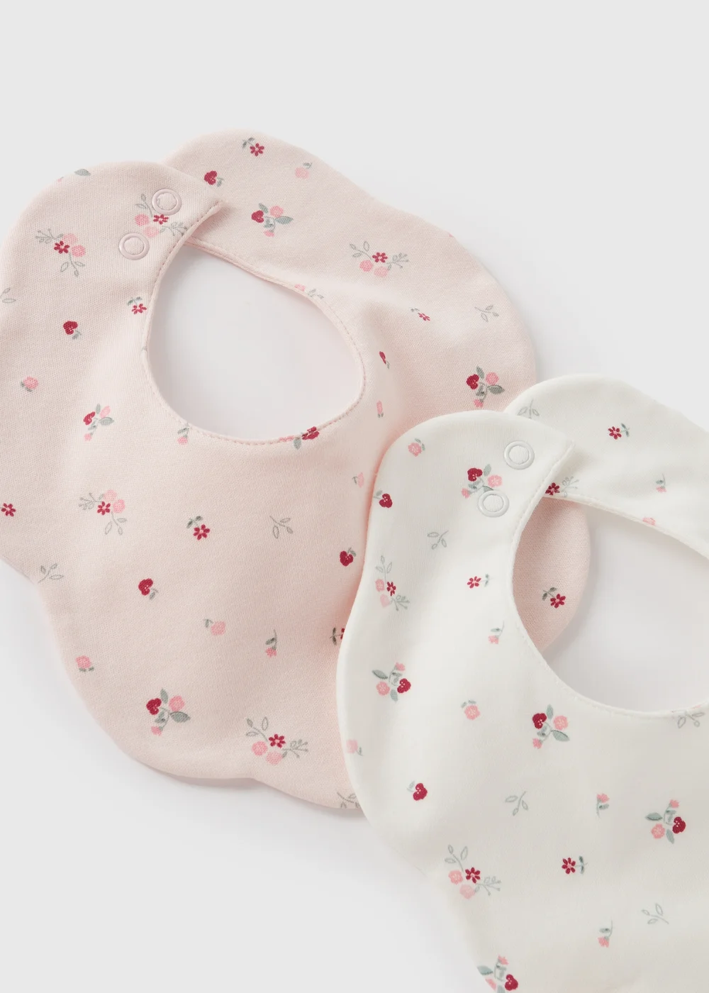 2 Pack Baby Pink Floral Frill Bibs - One Size Image 2