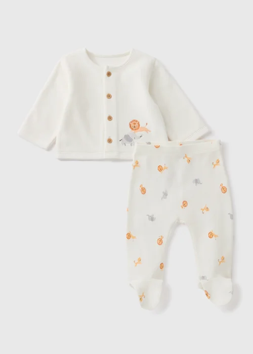 Baby Oatmeal Safari Top & Trouser Set (Newborn-18mths) - Age 0 - 3 Months Image 1
