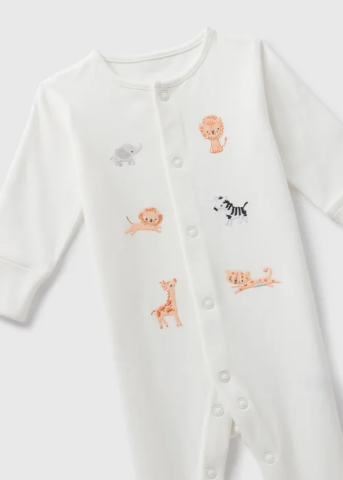 Baby Cream Safari Sleepsuit (Newborn-18mths) - Age 0 - 3 Months Image 2