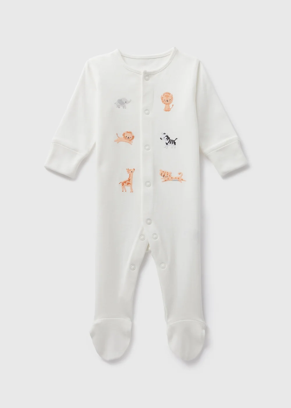 Baby Cream Safari Sleepsuit (Newborn-18mths) - Age 0 - 3 Months Image 1