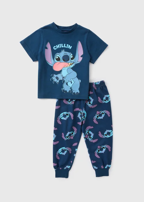 Disney Kids Stitch Top & Bottom Pyjama Set (1-7yrs) - 1 half year to 2 Image 1