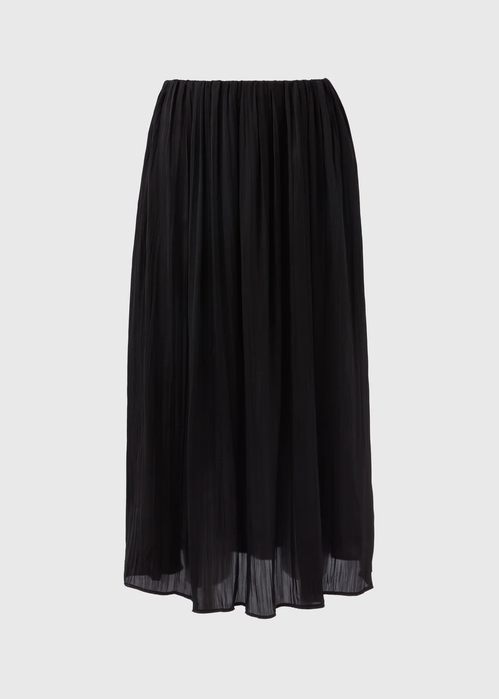 Black Satin Pleated Midi Skirt - 8 Image 5