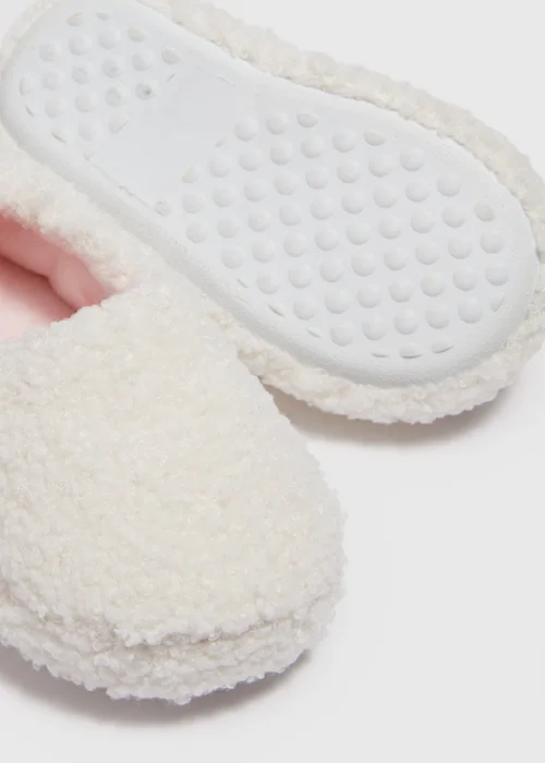 Girls Cream A Line Borg Slippers (Younger 4-12) - Size 4 Infants Image 2