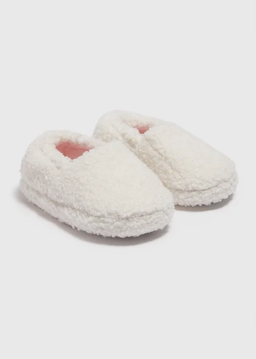 Girls Cream A Line Borg Slippers (Younger 4-12) - Size 4 Infants Image 1