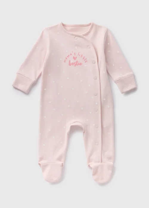 Baby Pink Mama's Little Bestie Sleepsuit (Newborn-18mths) - Age 0 - 3 Months Image 1