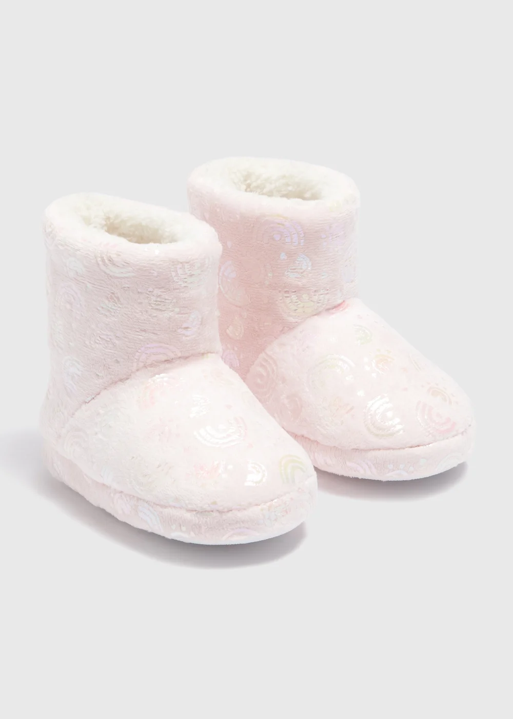 Girls Pink Rainbow Slipper Boots (Younger 4-12) - 6 Infant Image 1