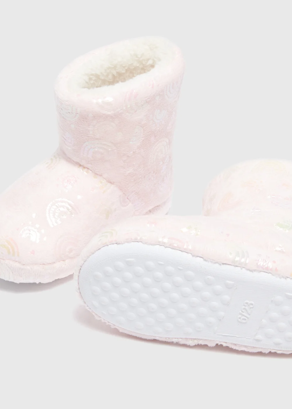 Girls Pink Rainbow Slipper Boots (Younger 4-12) - 6 Infant Image 2