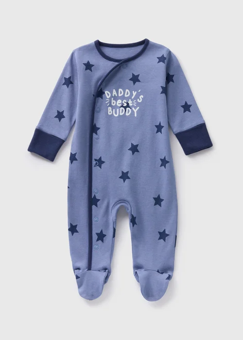 Baby Blue Daddy's Best Buddy Sleepsuit (Newborn-18mths) - Age 0 - 3 Months Image 1