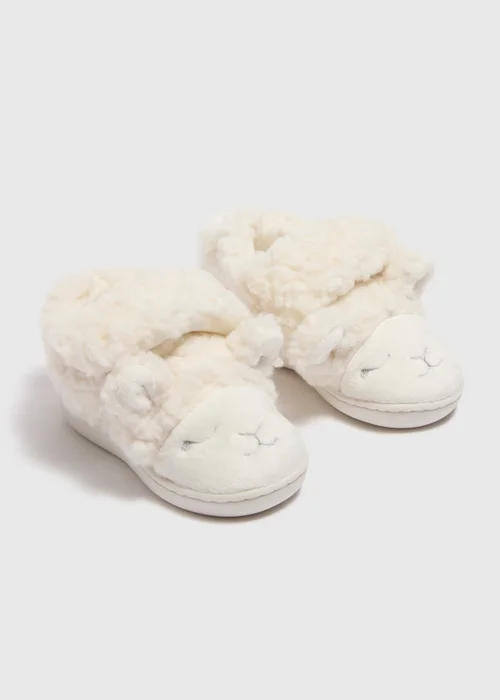 Kids Cream Sheep Slippers (Younger 4-12) - Size 4 Infants Image 1