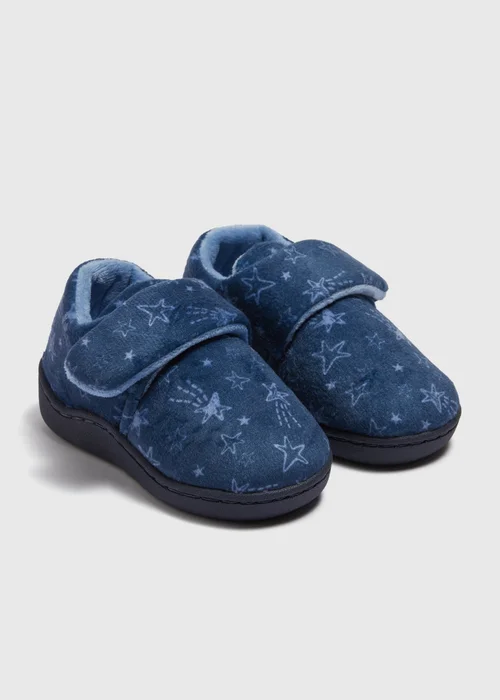 Boys Navy Star Cupsole Slippers (Younger 4-12) - 6 Infant Image 1