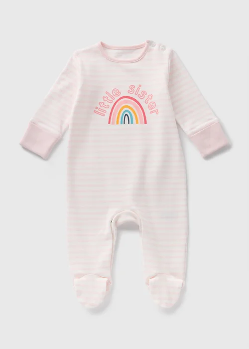 Pink Little Sister Sleepsuit (Newborn-18mths) - Age 0 - 3 Months Image 1