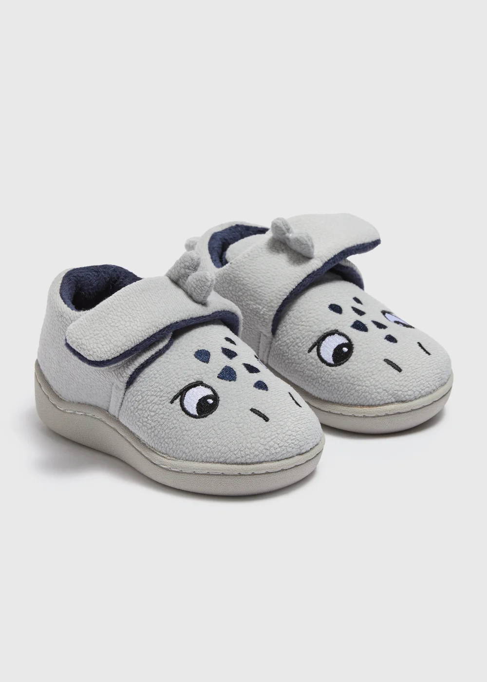 Boys Grey Dino Cupsole Slippers (Younger 4-12) - Size 4 Infants Image 1