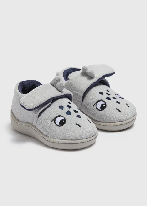 Boys Grey Dino Cupsole Slippers (Younger 4-12) - Size 4 Infants Image 1