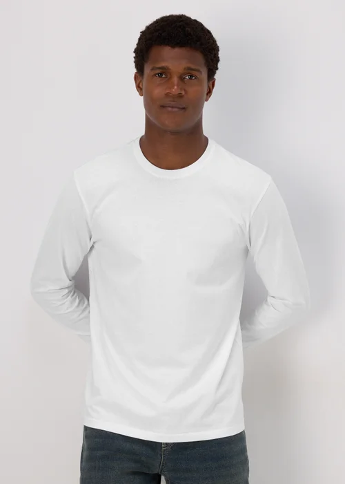 White Essential Crew Neck Long Sleeve T-Shirt - S Image 1