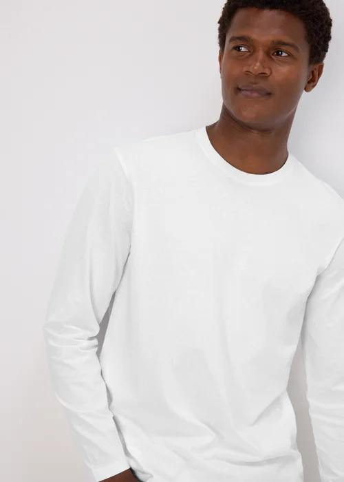 White Essential Crew Neck Long Sleeve T-Shirt - S Image 3
