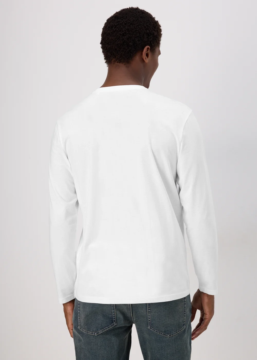 White Essential Crew Neck Long Sleeve T-Shirt - S Image 2