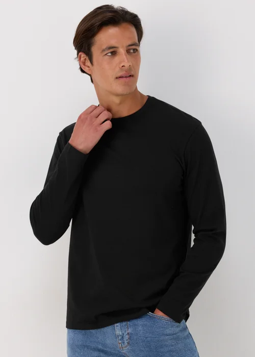 Black Essential Crew Neck Long Sleeve T-Shirt - S Image 1