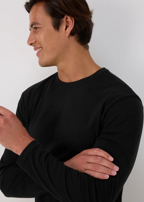 Black Essential Crew Neck Long Sleeve T-Shirt - S Image 3