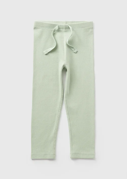 Girls Green Ribbed Leggings (1-7yrs) - 1 half year to 2 Image 1