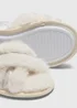 Girls Cream Cross Strap Slippers (Younger 10-Older 5) - Size 10 Infants Image 2
