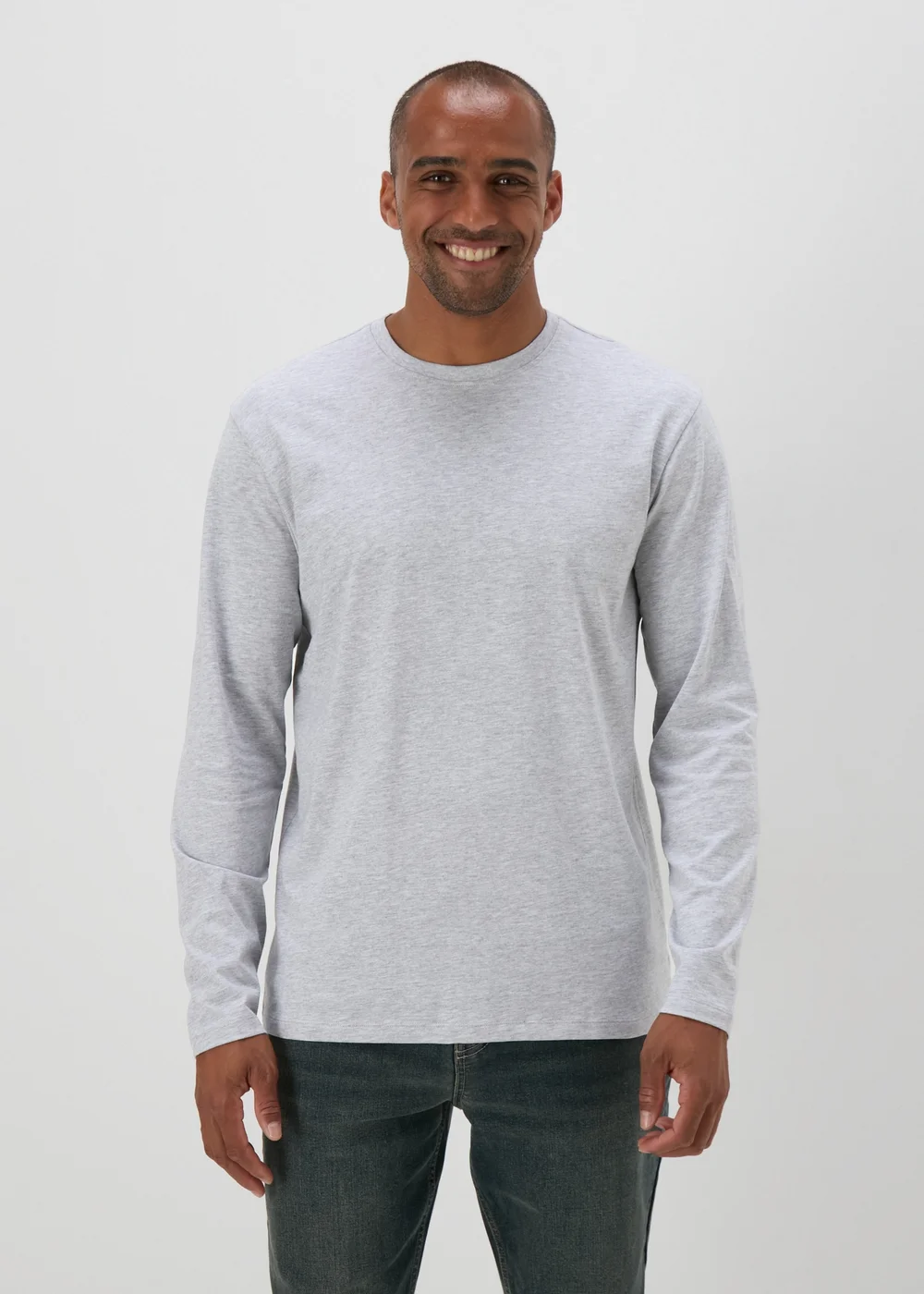 Grey Crew Neck Long Sleeve T-Shirt - S Image 1
