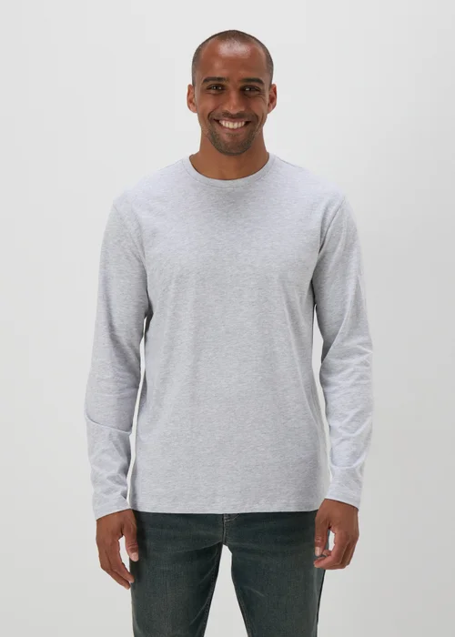 Grey Crew Neck Long Sleeve T-Shirt - S Image 1