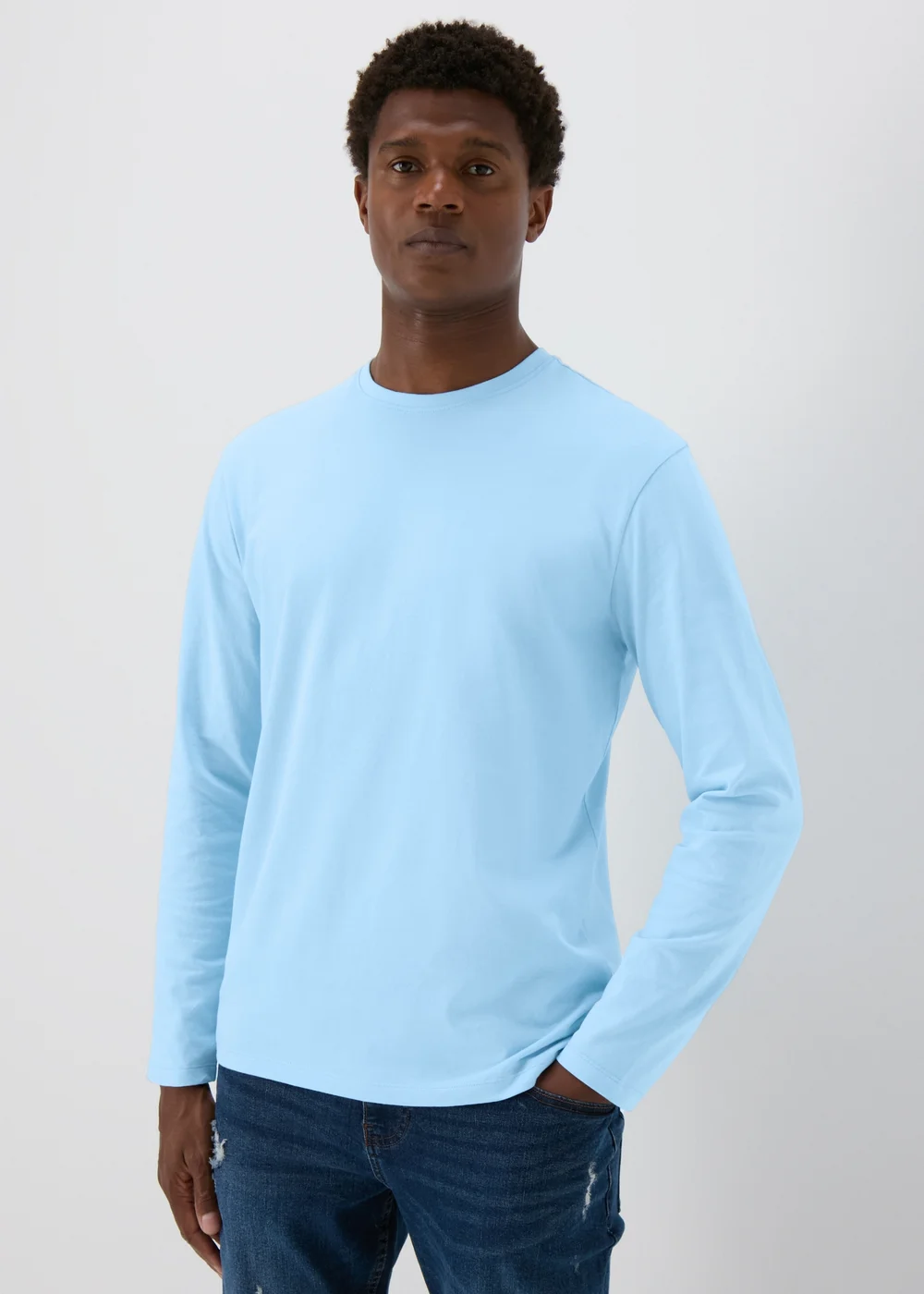 Blue Essential Crew Neck Long Sleeve T-Shirt - S Image 1