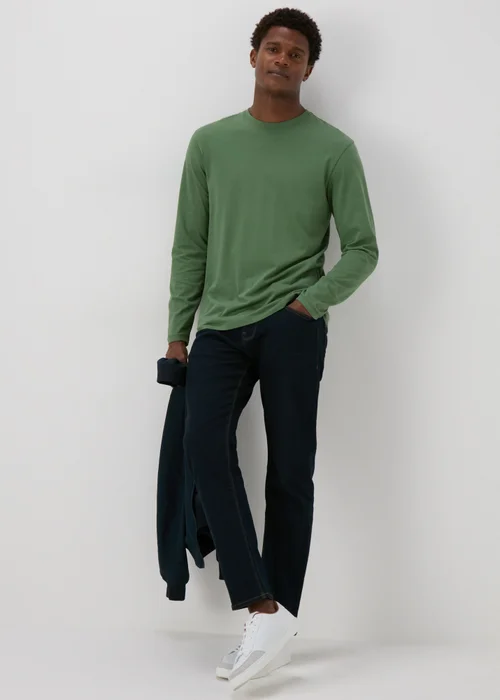 Green Essential Crew Neck Long Sleeve T-Shirt - S Image 4