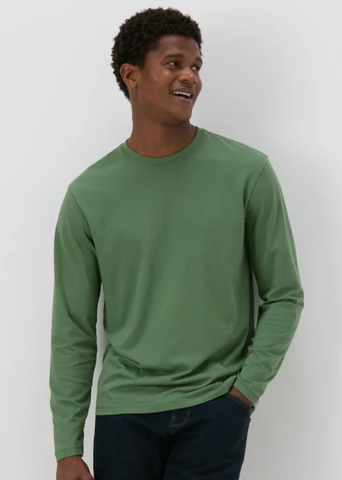 Green Essential Crew Neck Long Sleeve T-Shirt - S Image 1