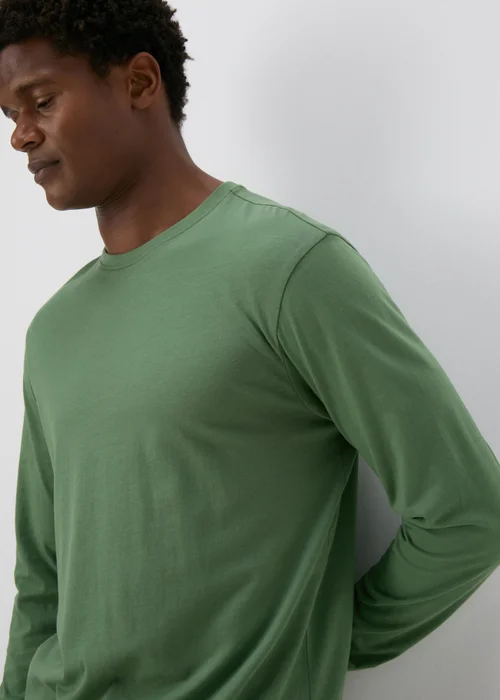 Green Essential Crew Neck Long Sleeve T-Shirt - S Image 3