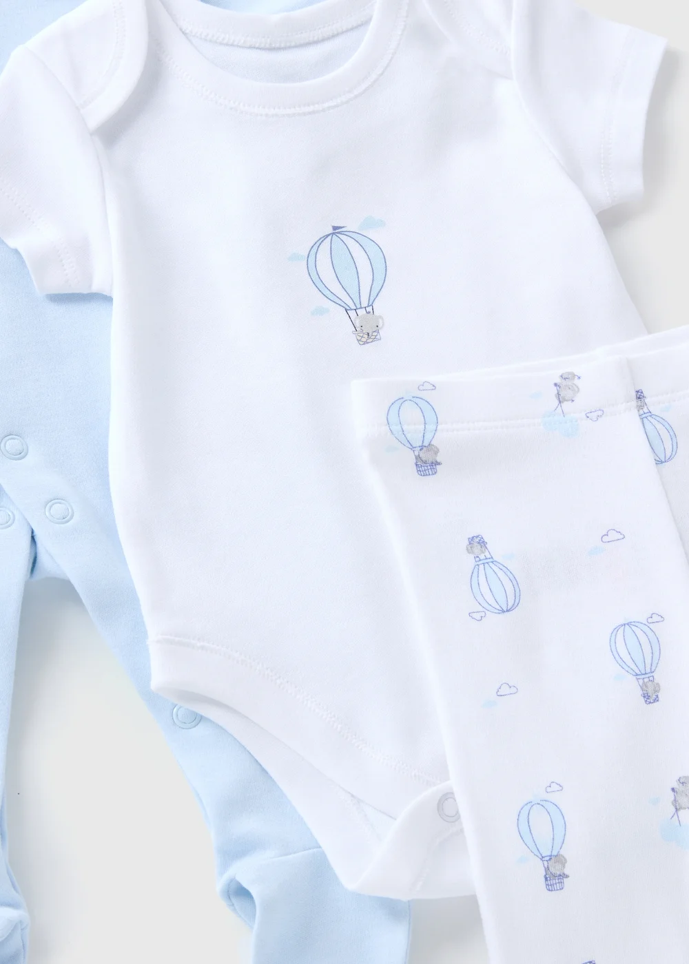 5 Pack Baby Blue Layette Sleepsuit Set (Newborn-9mths) - Age 0 - 3 Months Image 2