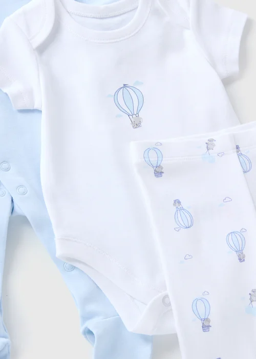 5 Pack Baby Blue Layette Sleepsuit Set (Newborn-9mths) - Age 0 - 3 Months Image 2