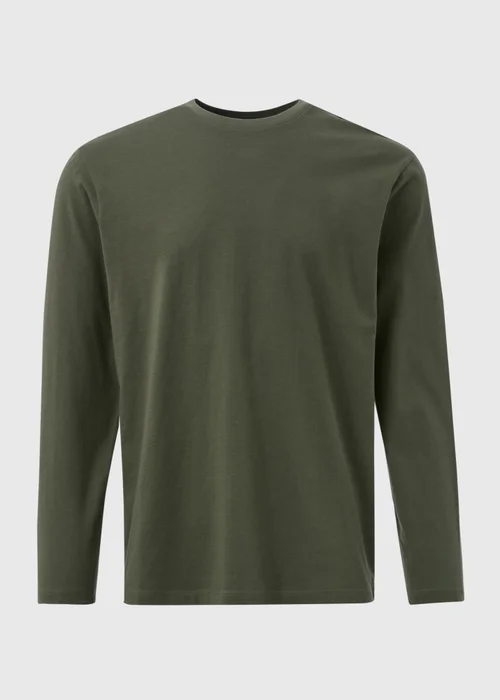 Khaki Long Sleeve Crew Neck T-Shirt - S Image 5