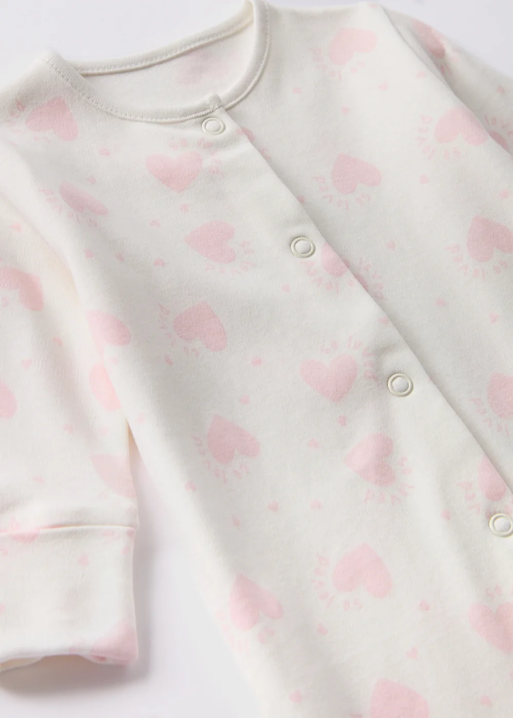 Girls Cream Heart Sleepsuit (Newborn-18mths) - Age 0 - 3 Months Image 2