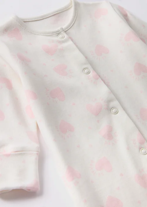 Girls Cream Heart Sleepsuit (Newborn-18mths) - Age 0 - 3 Months Image 2