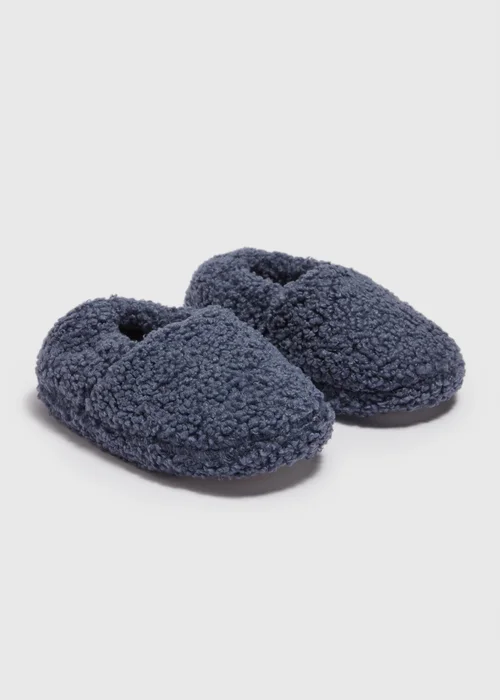 Boys Blue A Line Borg Slippers (Younger 4-12) - Size 4 Infants Image 1