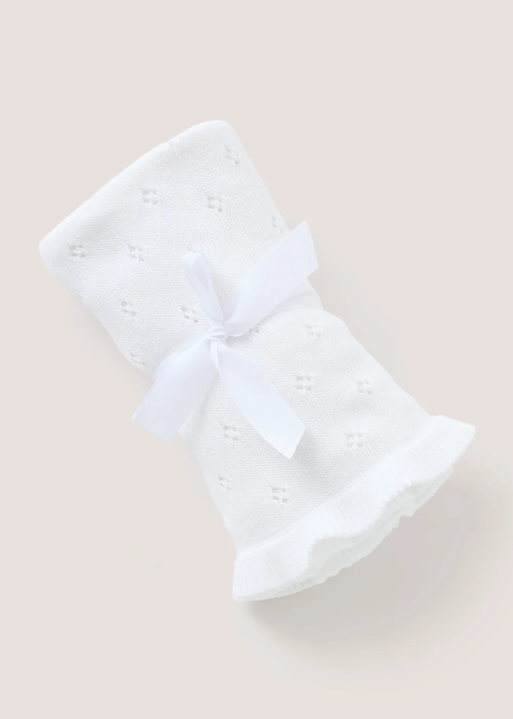 Baby White Frill Edge Shawl - One Size Image 1