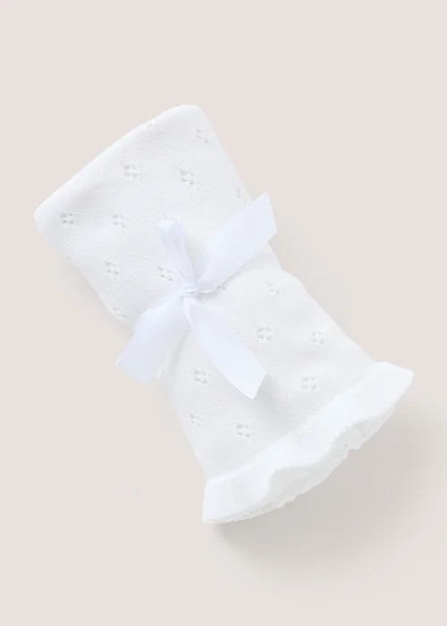 Baby White Frill Edge Shawl - One Size Image 1