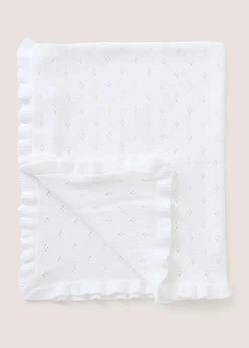 Baby White Frill Edge Shawl - One Size Image 2