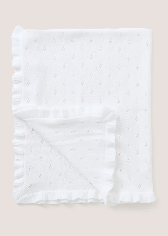 Baby White Frill Edge Shawl