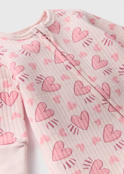 Baby Pink Heart Sleepsuit (Newborn-18mths) - Age 0 - 3 Months Image 2